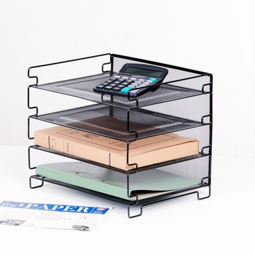 鐵線文件架桌面管理架金屬網狀全鐵網多層資料架收納架文件整理架