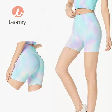 Leorrey-健身運動短款桃臀緊縮戰利品瑜伽短褲高腰瑜伽跑步短褲