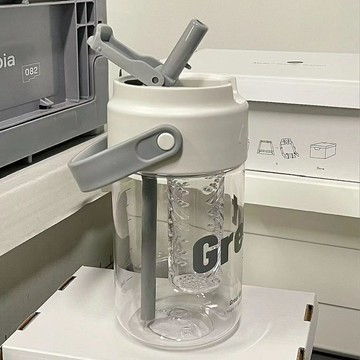【大容量 水杯】夏季水杯女ins吸管杯學生高顏值茶水分離泡茶杯子男款上班族顏控