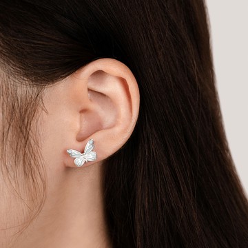 [925純銀]輕輕蝶語蝴蝶耳針耳環【SL1023】-銀