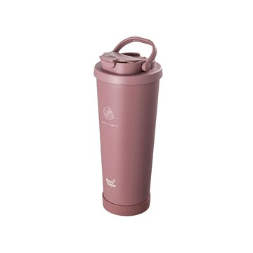 妙管家 手提304不鏽鋼內膽陶瓷雙飲杯860ml(棗紅) HKVC-2303RD