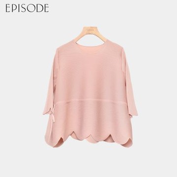 EPISODE - 寬鬆舒適抽繩收腰皺褶衣短袖上衣E44306（粉）