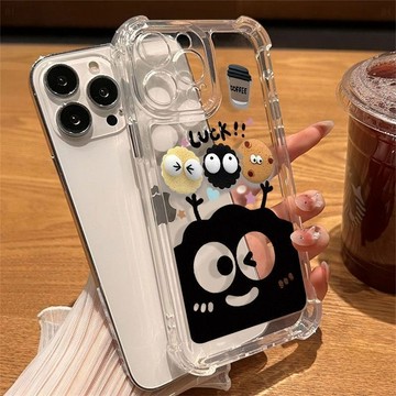 四角開心煤球iPhone蘋果17/18 防摔15/16防護14/13保護殼12/11手機殼 潮