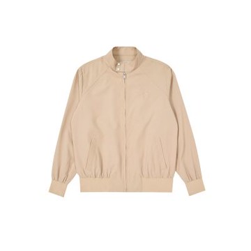 FILA官方直營 男款 #復古飛馳 中性運動外套 夾克 立領外套-卡其 1JKZ-5415-KK