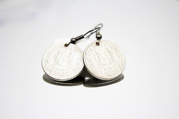 小硬幣耳環 硬幣圈耳環 迷你硬幣耳環 古代硬幣首飾