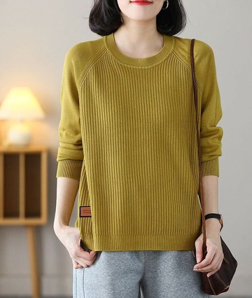 秋冬圓領針織上衣