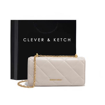 Clever&Ketch女包包2025新款時尚百搭菱格鏈條單肩斜挎包小方包