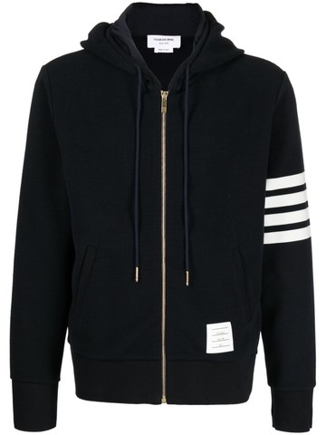 Thom Browne - 4-Bar zip-up hoodie - men - Cotton - 3 - Blue