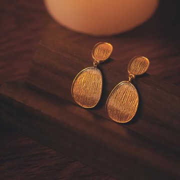 ZURY 復古弧面圓形 磨砂波浪 S925銀耳釘 女款 長款 時尚文藝氣質