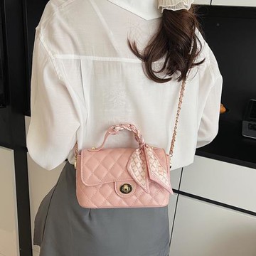 高顏值新款手提包繡線菱格鏈條包女簡約時尚單肩包洋氣感斜挎包包