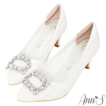 Ann’S花園仙子-氣質鑽石方釦尖頭婚鞋