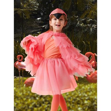 萬圣節兒童火烈鳥演出服飾cosplay幼兒園化妝舞會女童粉披風斗篷