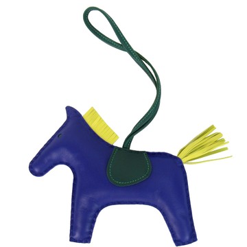 Hermes 愛馬仕 小羊皮手工馬兒吊飾(大/藍紫/亮黃)_廠商直送