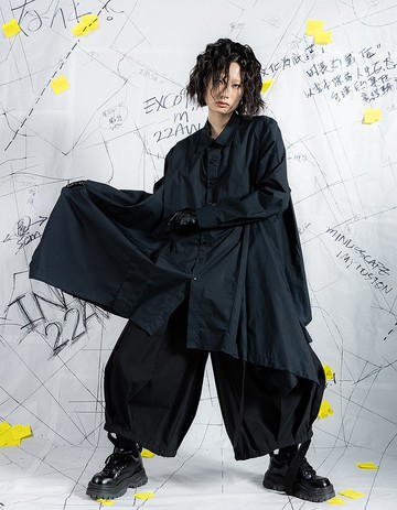 書頁結構抽繩長版襯衫