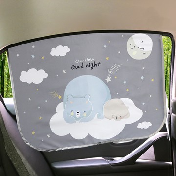 韓國 coco Lieto - 韓國製 車用磁鐵式三層抗UV遮陽窗簾-月下大熊 (67x48cm)