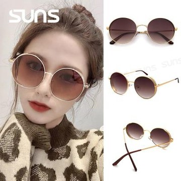 【SUNS】歐美宮廷時尚潮流原宿風格 復古圓框墨鏡 精品墨鏡 超輕金屬框眼鏡 抗UV400