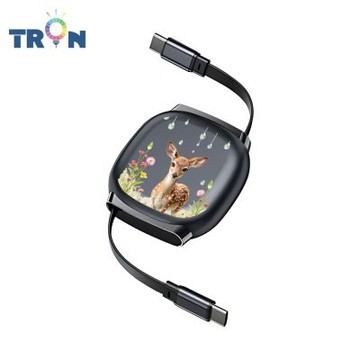TRON 100W Type-C 伸縮快充線 1M 鈦黑色 貓狗動物之家A-3 4檔長度調整 可充筆電 適用i15以上手機 平板