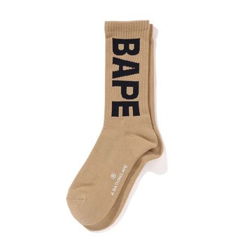 BAPE SOCKS 字體 長襪 襪子 卡其色 1K70184006-BE [台灣現貨]
