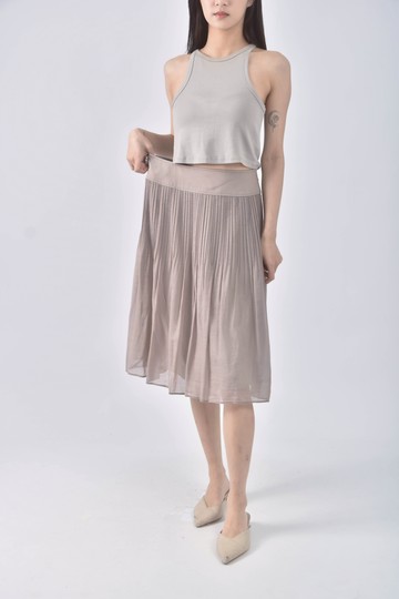 (M) 23区 Vingt trois arrondissements質感紡紗灰色長裙