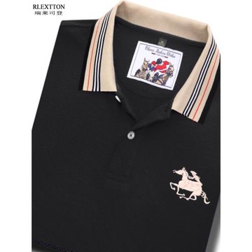 純棉翻領t恤男士長袖POLO衫高檔有領帶領上衣服商務休閑正品秋季