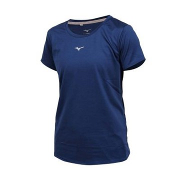 MIZUNO 女款短袖T恤-吸濕排汗  台灣製 上衣 休閒 慢跑 32TAD22411 丈青白