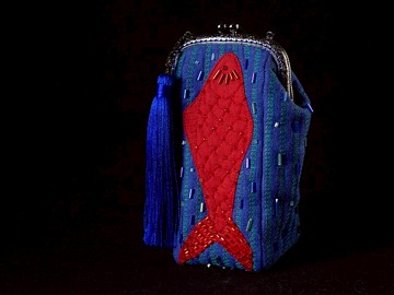 紅色魚兒 靛藍色塔羅牌套 佔卜牌卡包 塔羅牌收納夾