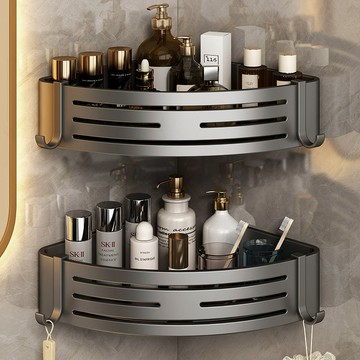 衛生間浴室壁掛式置物架 加高衛生間置物架免打孔壁掛式三角籃浴室三角架廁所轉角收納架子