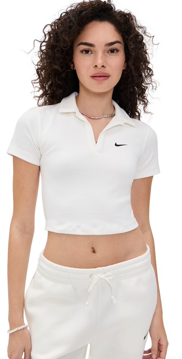 Nike Essential Short Sleeve Polo Crop Top Sail/Black XS