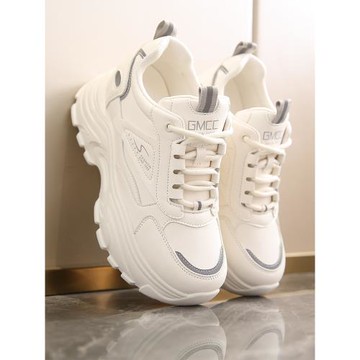 小個子內增高小白鞋女厚底百搭2024春秋新款老爹女透氣休閑運動鞋