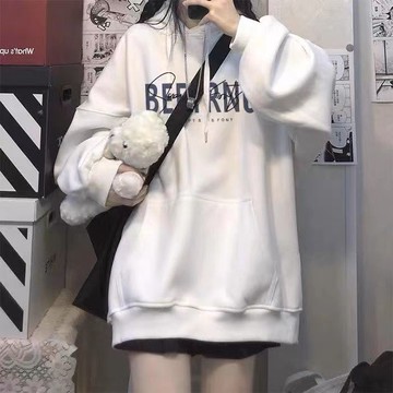 【M-5XL大尺碼】大尺碼女裝 連帽衛衣 帽t 長袖上衣 寬鬆顯瘦 超胖mm大碼女裝連帽衛衣女春秋季200-300斤寬鬆