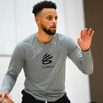 庫里訓練投籃服美式籃球長袖t恤速干男士上衣熱身運動新logo標志