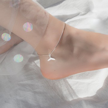 腳鏈女純銀ins小眾精致高級感年新款潮好看的魚尾蛇骨腳踝鏈