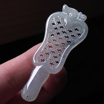 冰種翡翠芭蕉扇項鍊 | 天然緬甸玉A貨翡翠 | 送禮