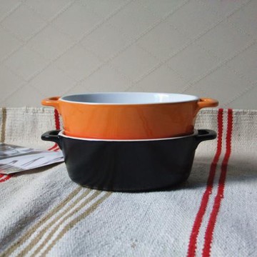 歐美品牌 雙耳橢圓湯鍋 陶瓷烘培烤碗  家居收納器皿 容量650毫升