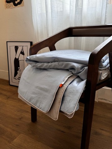 ROZZ100%天絲雙人撞色涼被—灰/水藍/淺藍