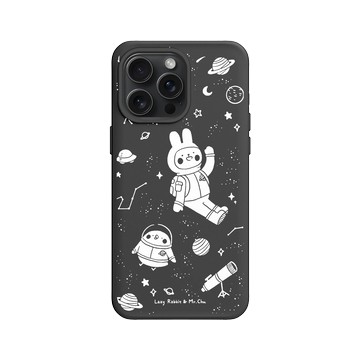 iPhone 15 Pro Max SolidX 黑 - 懶散兔與啾先生 Lazy Rabbit and Mr.Chu - outerspace