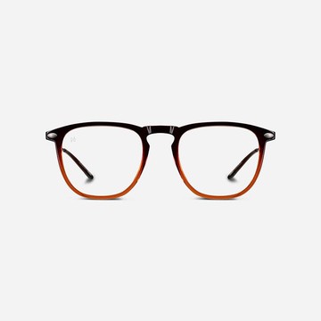 抗藍光時尚造型平光閱讀眼鏡-鏡腳便攜款（矩形-雙色漸變-玳瑁棕色）