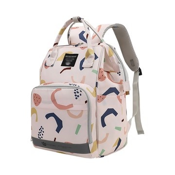 時尚輕便多功能大容量媽咪包  幾何粉  38 x 24 x 17cm