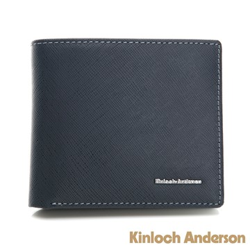 【金安德森】引領風潮 橫式基本對開短夾-深藍