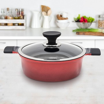 韓國lacenaih楓葉陶瓷雙耳淺湯鍋22cm-附蓋