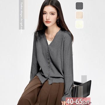 針織V領純色雙門襟金釦外套(3色) F【584371X】【現+預】☆流行前線☆