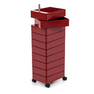 360 Container 滾輪十層置物櫃（酒紅）