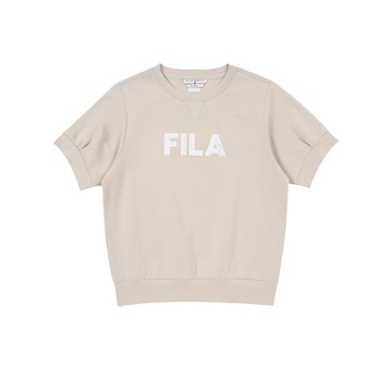 FILA 女短袖莫代爾太空棉T恤-灰卡其 5TEA-1420-KK