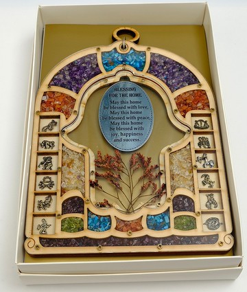 以色列進口銀雕12星座手工乾燥花陪襯 鑲嵌天然彩石 壁掛飾438075