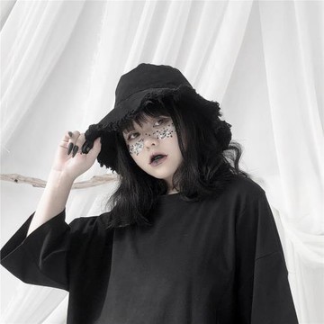 暗黑系復古毛邊設計防曬漁夫帽