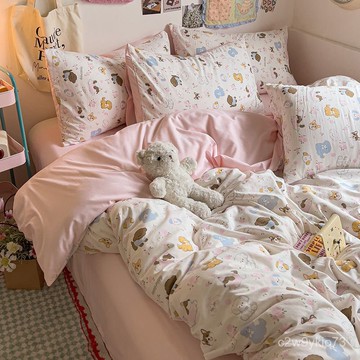 臺灣🚍8H出🉑A類可裸睡超柔加厚100%針織雙層紗被套四件套宿捨床單三件套床笠4