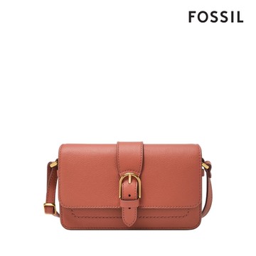 FOSSIL Zoey 翻蓋真皮小斜背包-乾燥玫瑰粉 ZB1937604