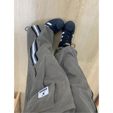 DDNX復古條紋直筒工裝褲女2023春秋新款美式高街寬松休閑闊腿褲潮