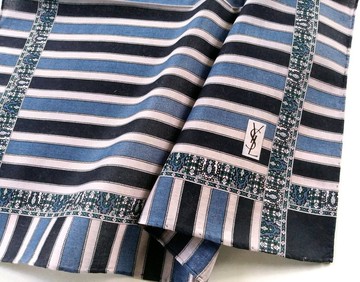 Yves Saint Laurent 古董手帕 條紋 - 佩斯利圖紋 18 x 18 英吋