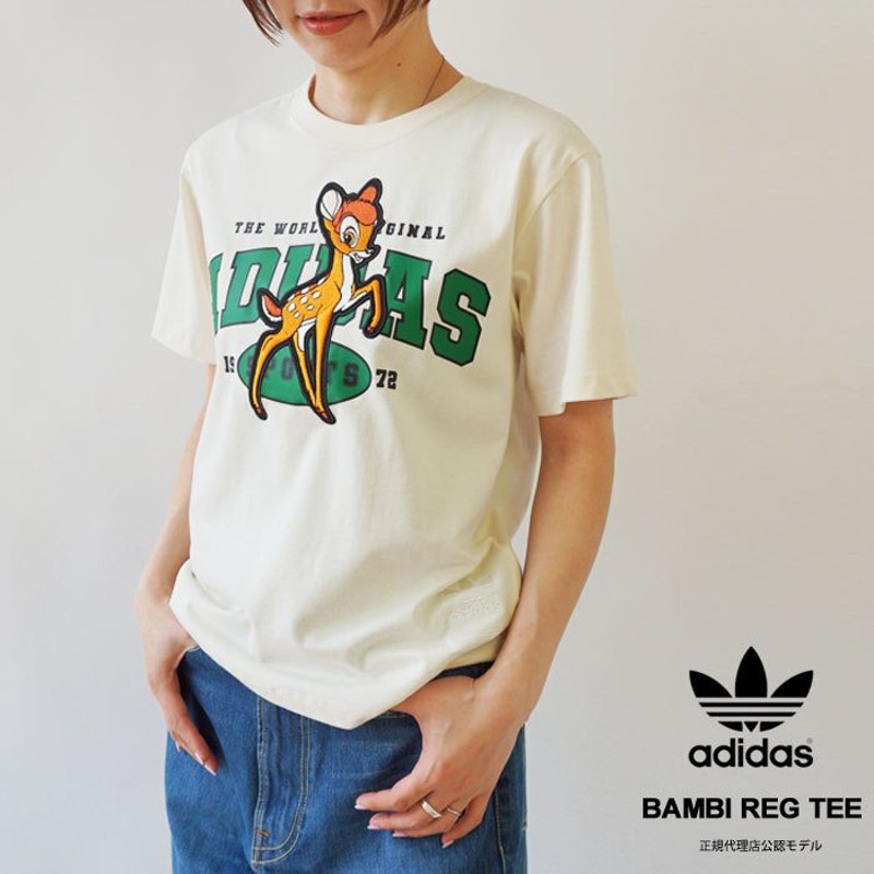 アディダス adidas × DISNEY ディズニー バンビ コラボ Tシャツ 半袖 レディース 刺繍 クルーネック BAMBI REG TEE  (BT098) HD2753【ネコポス対象商品】 通販 LINEポイント最大0.5%GET | LINEショッピング